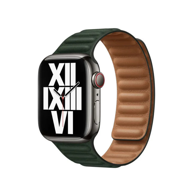 Bracelet à maillons en cuir Apple Watch 45 mm – vert