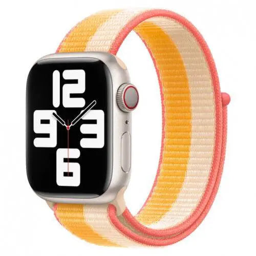 Bracelet sport Apple Watch en couleur jaune et blanc